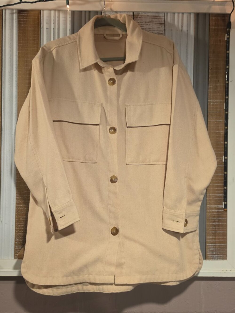 Serra Tan Cream Chore Button Up Shirt Jacket M - Picture 2 of 3